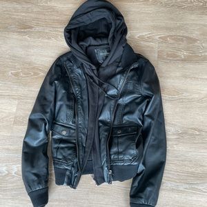 Leather jacket with hoodie built in. Size medium